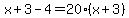 x%2B3-4=20%28x%2B3%29