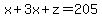 x%2B3x%2Bz=205