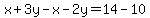 x%2B3y-x-2y=14-10