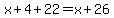 x%2B4%2B22=x%2B26