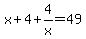 x%2B4%2B4%2Fx=49