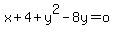 x%2B4%2By%5E2-8y=o