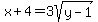 x%2B4=+3sqrt%28y-1%29++