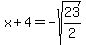 x%2B4=-sqrt%2823%2F2%29