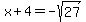 x%2B4=-sqrt%2827%29