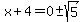 x%2B4=0+%2B-+sqrt%285%29