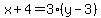 x%2B4=3%28y-3%29