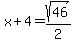 x%2B4=sqrt%2846%29%2F2