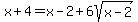 x%2B4=x-2%2B6sqrt%28x-2%29