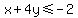 x%2B4y%3C=-2