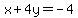 x%2B4y=-4