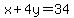 x%2B4y=34