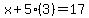 x%2B5%283%29=17