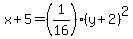 x%2B5=%281%2F16%29%28y%2B2%29%5E2