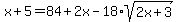x%2B5=84%2B2x-18%2Asqrt%282x%2B3%29
