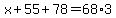 x%2B55%2B78=68%2A3