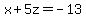 x%2B5z+=+-13