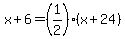 x%2B6=%281%2F2%29%28x%2B24%29