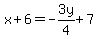 x%2B6=-3y%2F4%2B7
