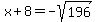 x%2B8=-sqrt%28196%29