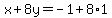 x%2B8y=-1%2B8%2A1