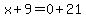 x%2B9=0%2B21