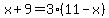 x%2B9+=+3%2811-x%29