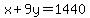 x%2B9y+=+1440