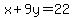 x%2B9y+=+22