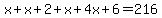 x%2Bx%2B2%2Bx%2B4x%2B6=216