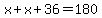 x%2Bx%2B36=180