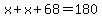x%2Bx%2B68=180