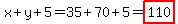 x%2By%2B5=35%2B70%2B5=highlight%28110%29