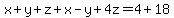 x%2By%2Bz%2Bx-y%2B4z=4%2B18
