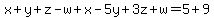 x%2By%2Bz-w%2Bx-5y%2B3z%2Bw=5%2B9