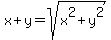 x%2By=sqrt%28x%5E2%2By%5E2%29