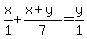 x%2F1%2B%28x%2By%29%2F7=y%2F1