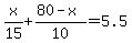x%2F15%2B%2880-x%29%2F10=5.5