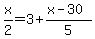 x%2F2+=3+%2B+%28x-30%29%2F5