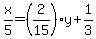 x%2F5=%282%2F15%29y%2B1%2F3