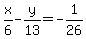 x%2F6-y%2F13=-1%2F26
