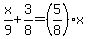 x%2F9%2B3%2F8=%285%2F8%29x