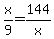 x%2F9+=+144%2Fx