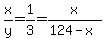 x%2Fy=1%2F3=x%2F%28124-x%29