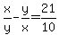 x%2Fy+-+y%2Fx=+21%2F10+