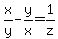 x%2Fy+-y%2Fx+=+1%2Fz