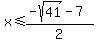 x%3C=%28-sqrt%2841%29-7%29%2F2