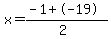 x=%28-1%2B-19%29%2F%282%29