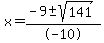 x=%28-9%2B-+sqrt%28141%29%29%2F-10