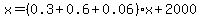 x=%280.3%2B0.6%2B0.06%29x%2B2000